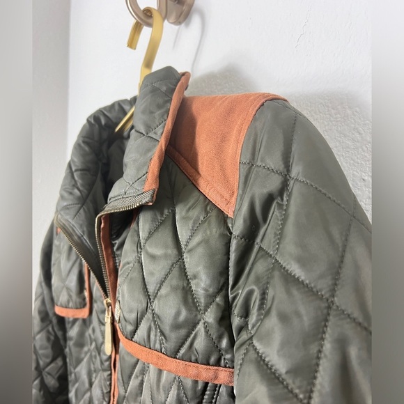 EUC Vince Camuto Quilted Green Elbow Patch Jacket Size Small - Picture 11 of 16